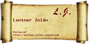 Lentner Jolán névjegykártya